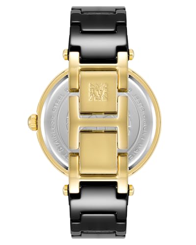 Anne Klein Women's AK/1018BKBK Black Ceramic Bracelet Watch with Diamond Accent