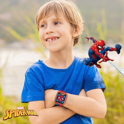 Accutime Marvel Spider-Man Red Educational Touchscreen Smart Watch Toy for Boys, Girls, Toddlers - Selfie Cam, Learning Games, Alarm, Calculator, Pedometer, and More (Model: SPD4588AZ)