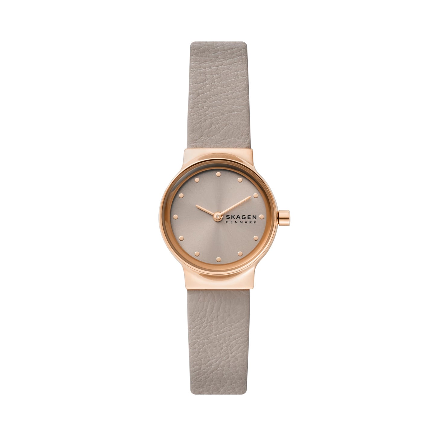 Skagen Women's Freja Lille Two-Hand Rose Gold Stainless Steel and Gray Leather Band Watch (Model: SKW3005)
