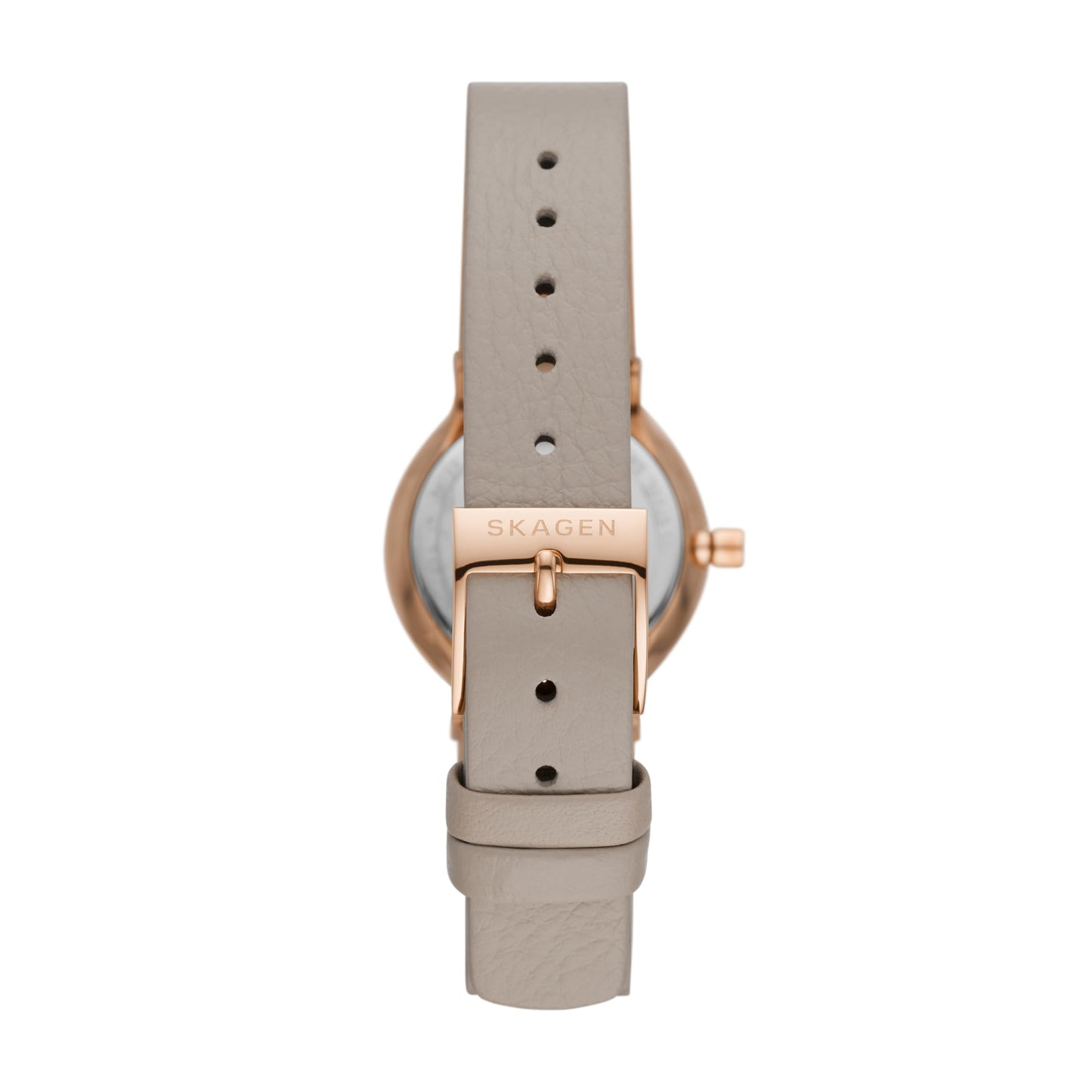 Skagen Women's Freja Lille Two-Hand Rose Gold Stainless Steel and Gray Leather Band Watch (Model: SKW3005)