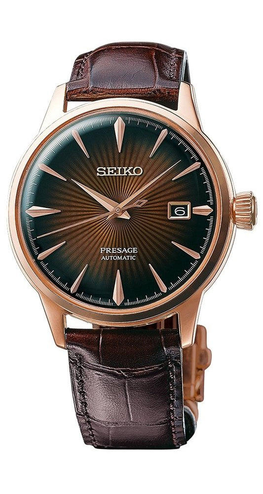 SEIKO SRPB46 Automatic Watch for Men - Presage Collection - Burgundy Patterned Dial with Gloss Finish, Date Calendar - 50M Water Resistant