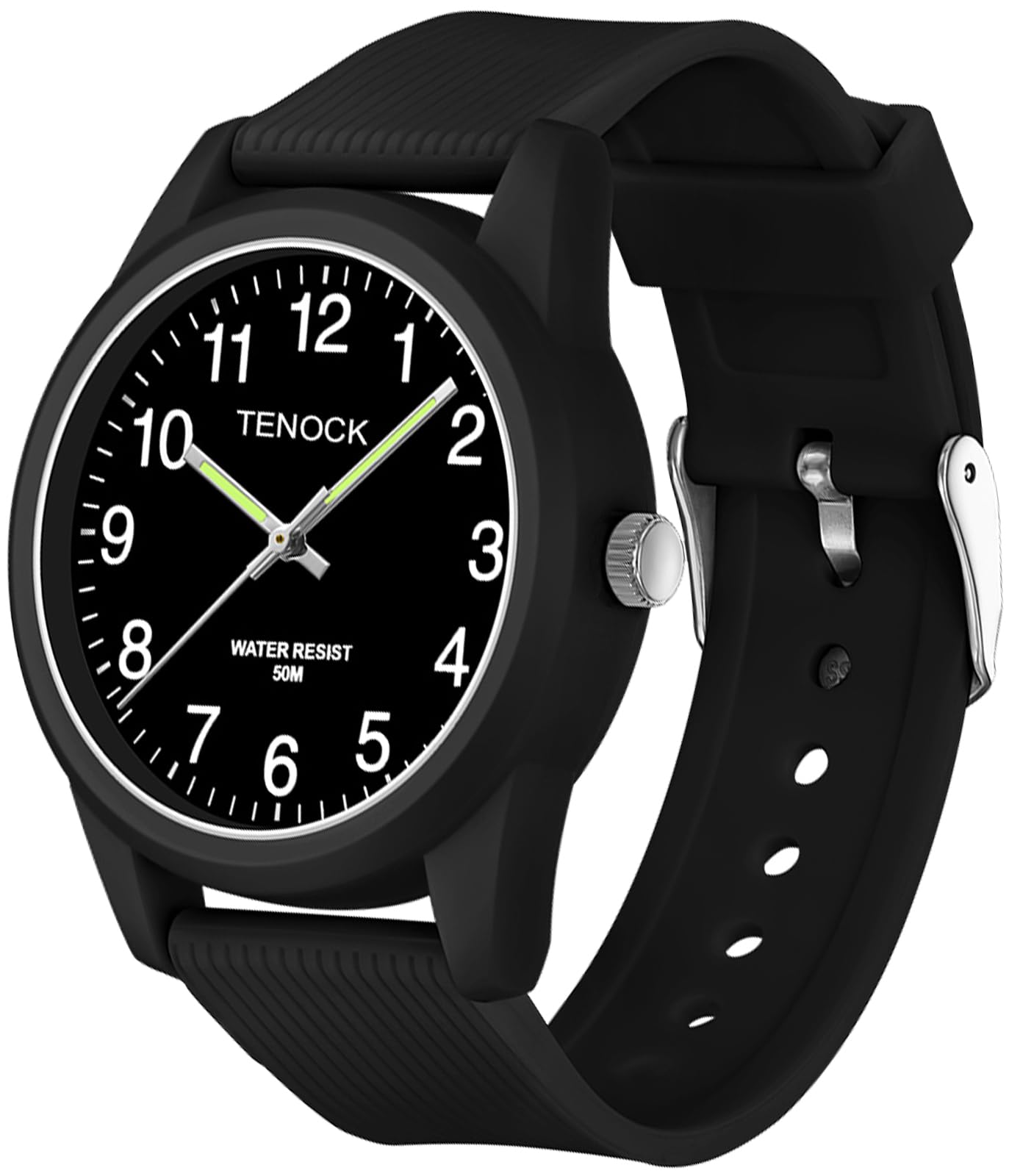 TENOCK Kids Analog Watch for Boys Girls Time Teaching 50M Waterproof Kids Watches Easy to Read for 4-12 Years-Black