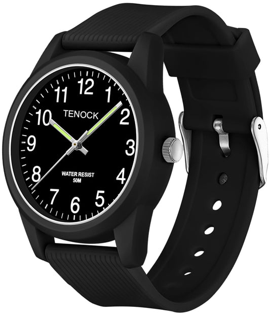 TENOCK Kids Analog Watch for Boys Girls Time Teaching 50M Waterproof Kids Watches Easy to Read for 4-12 Years-Black