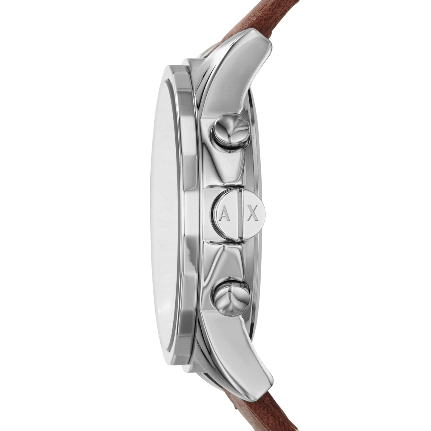 Armani Exchange A|X Men's Chronograph Silver Stainless Steel and Brown Leather Band Watch (Model: A|X2435)