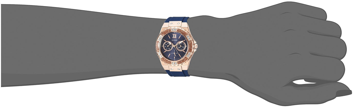 Guess Women's Stainless Steel + Stain Resistant Silicone Watch with Day + Date Functions (Model: U1053L)