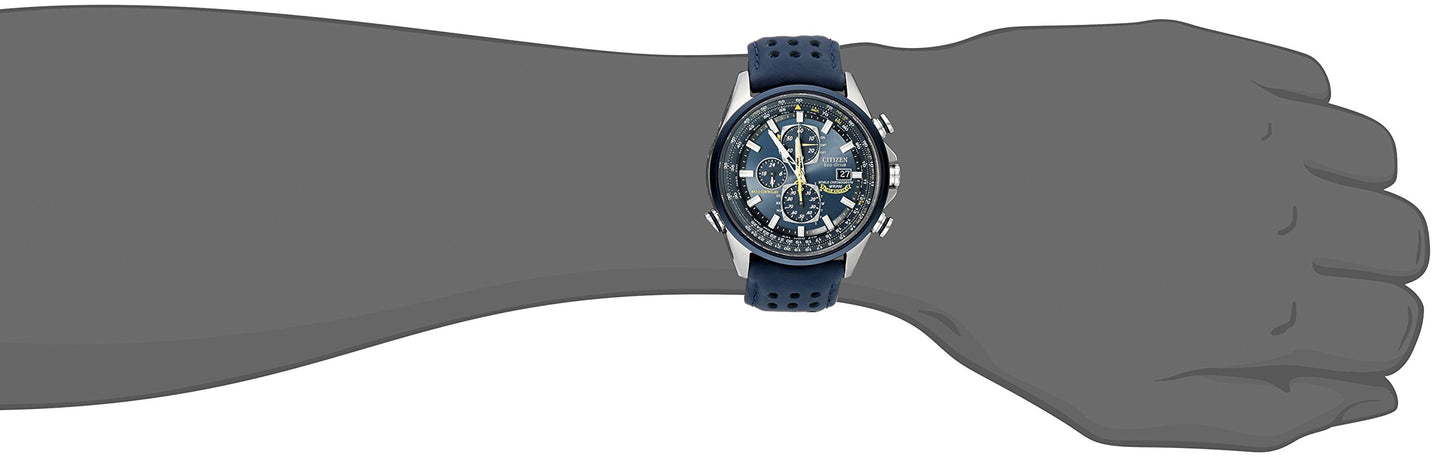 Citizen Men's Eco-Drive Sport Luxury World Chronograph Atomic Time Keeping Watch in Stainless Steel with Blue Polyurethane strap, Blue Dial (Model: AT8020-03L)