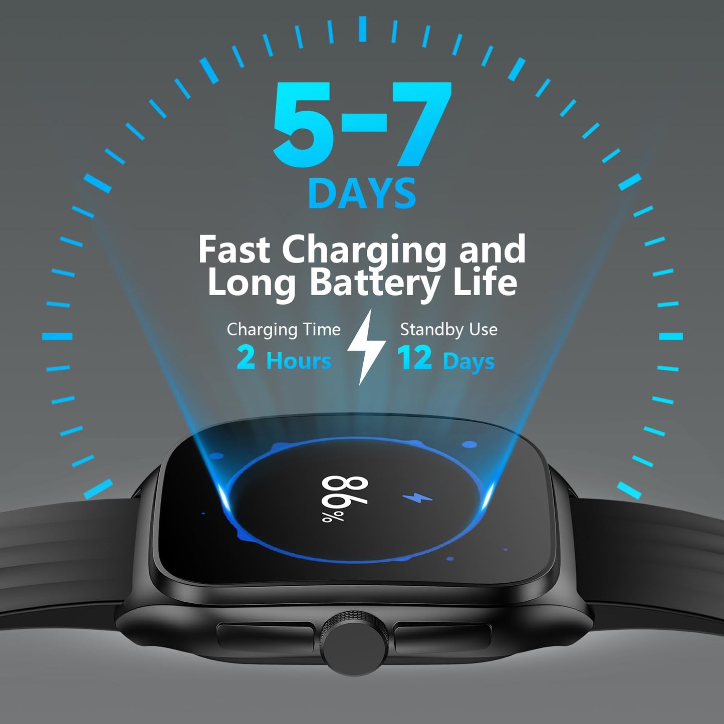 SOUYIE Smart Watch with SOS, 1.85" AMOLED Display Fitness Tracker, Heart Rate Blood Oxygen Sleep Monitor for Men Women, IP68 Waterproof Sport Watch, Answer/Make Calls, Compatible with Android iPhone