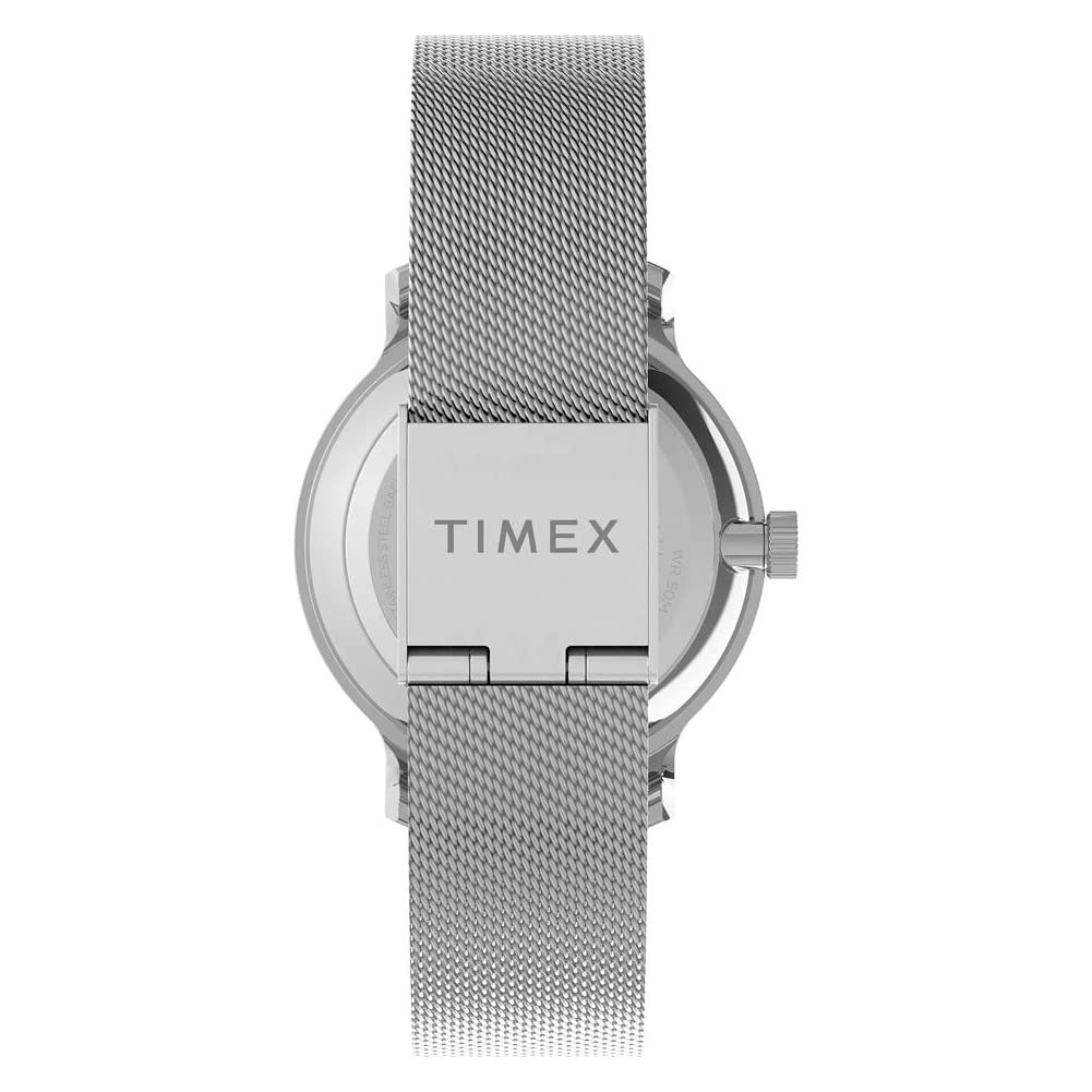 Timex Women's Transcend 31mm Watch – Silver-Tone Case Silver-Tone Dial with Multicolored Stones & Stainless Steel Mesh Bracelet