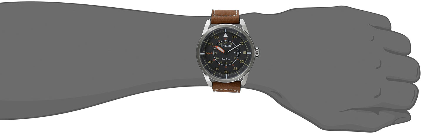 Citizen Men’s Eco-Drive 3-Hand Date Avion Watch with Leather Strap (Style: AW1361:10H)