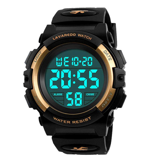 A ALPS Boys Digital Sports Watch, 50M Waterproof, LED Backlight, Quartz Movement, Blue/Red/Green Silicone Band, 43mm Case, 18mm Band Width, Kids Gift