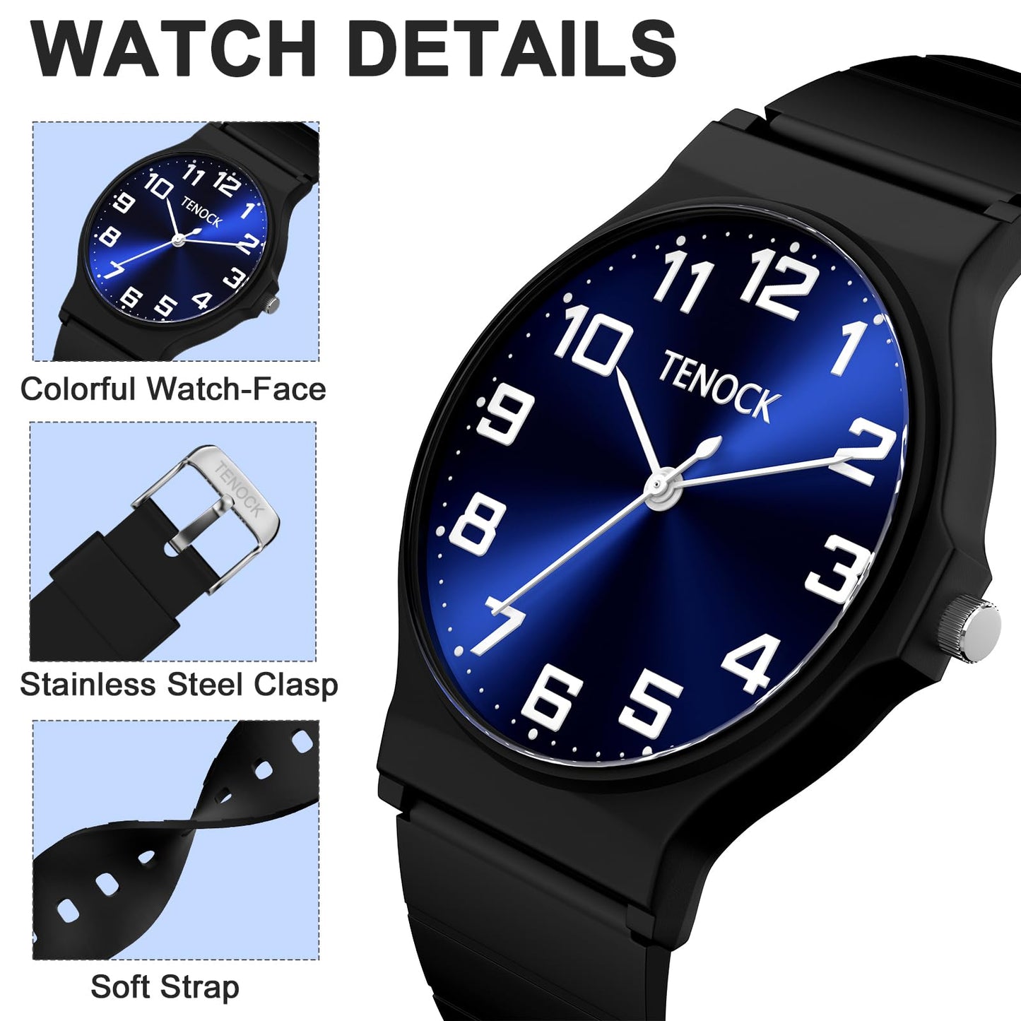 Kids Analog Watch for Boys and Girls, 30M Water Resistant (3ATM), Sports Watch with Thin Dial & Soft Band, Easy to Read for Ages 5-15 – Perfect Birthday Christmas Gift for Kids(Light-Blue)