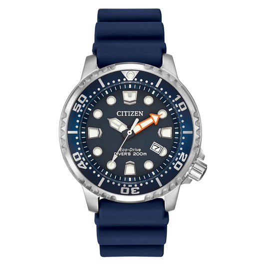 Citizen Promaster Dive Eco-Drive Watch, 3-Hand Date, ISO Certified, Luminous Hands and Markers, Rotating Bezel, Blue/Stainless (Model: BN0151-09L)