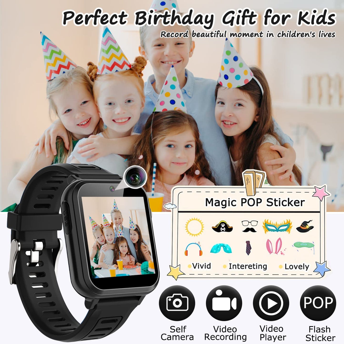 Kids Smart Watch Boys, Kids Smart Game Watch with 39 Games HD Touch Screen Video Camera Music Player Pedometer Flashlight Alarm Clock 12/24 hr Kid Watches for Boy Gifts for 5-12 Year Olds Boy Girl