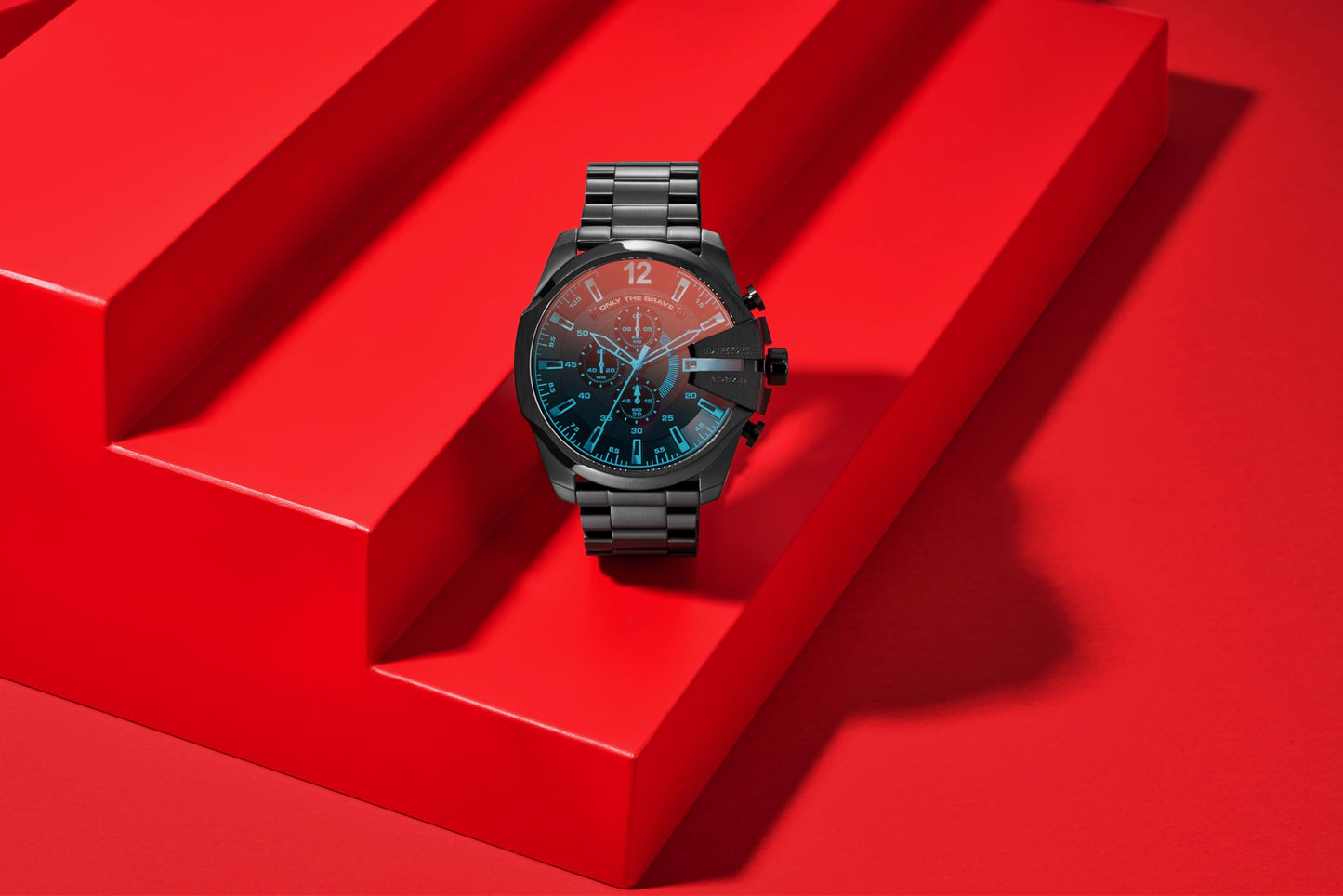 Diesel Mega Chief Stainless Steel Chronograph Men's Watch, Color: Black (Model: DZ4318)