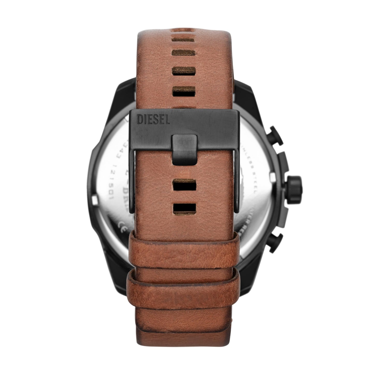 Diesel Mega Chief Stainless Steel and Leather Chronograph Men's Watch, Color: Gunmetal, Brown (Model: DZ4343)