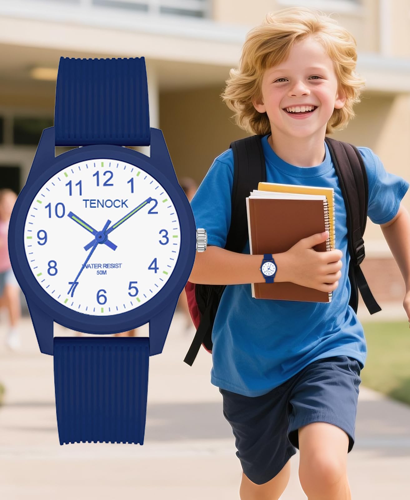 Kids Analog Watches for Girls Boys Watches with Soft Band Learning Time 50M Waterproof Children Watch Easy to Read for Ages 4-12 Kids Gift (Blue)