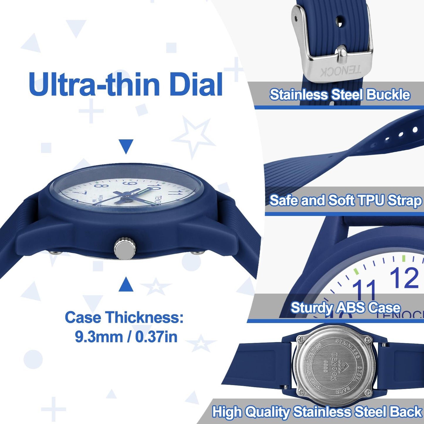 Kids Analog Watches for Girls Boys Watches with Soft Band Learning Time 50M Waterproof Children Watch Easy to Read for Ages 4-12 Kids Gift (Blue)