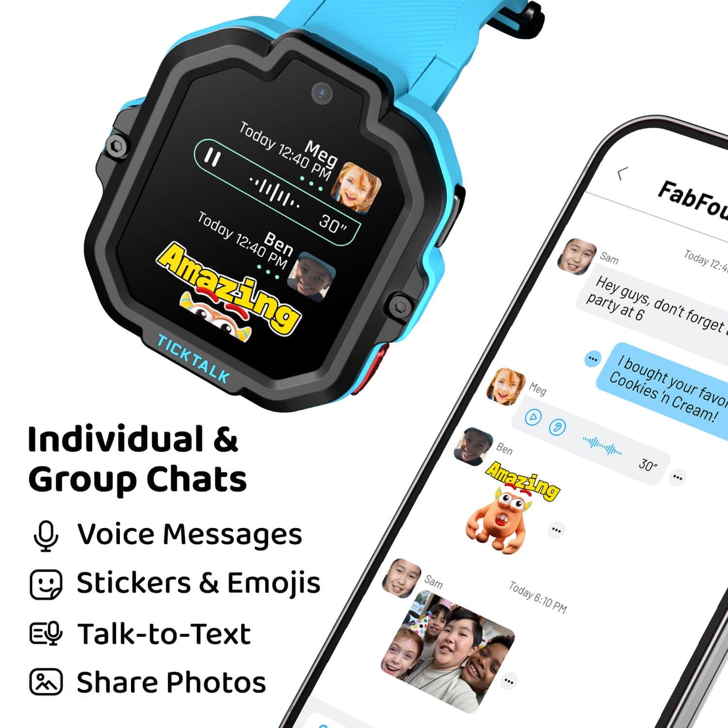 TickTalk 5 - Kids Smart Watch with GPS Tracker, Video Calling, SOS, & Parental Controls | Smartwatch with Free Music, Texting, Kid Phone Call and Text, Boys & Girls - 4G Smart Watch for Kids 3-12