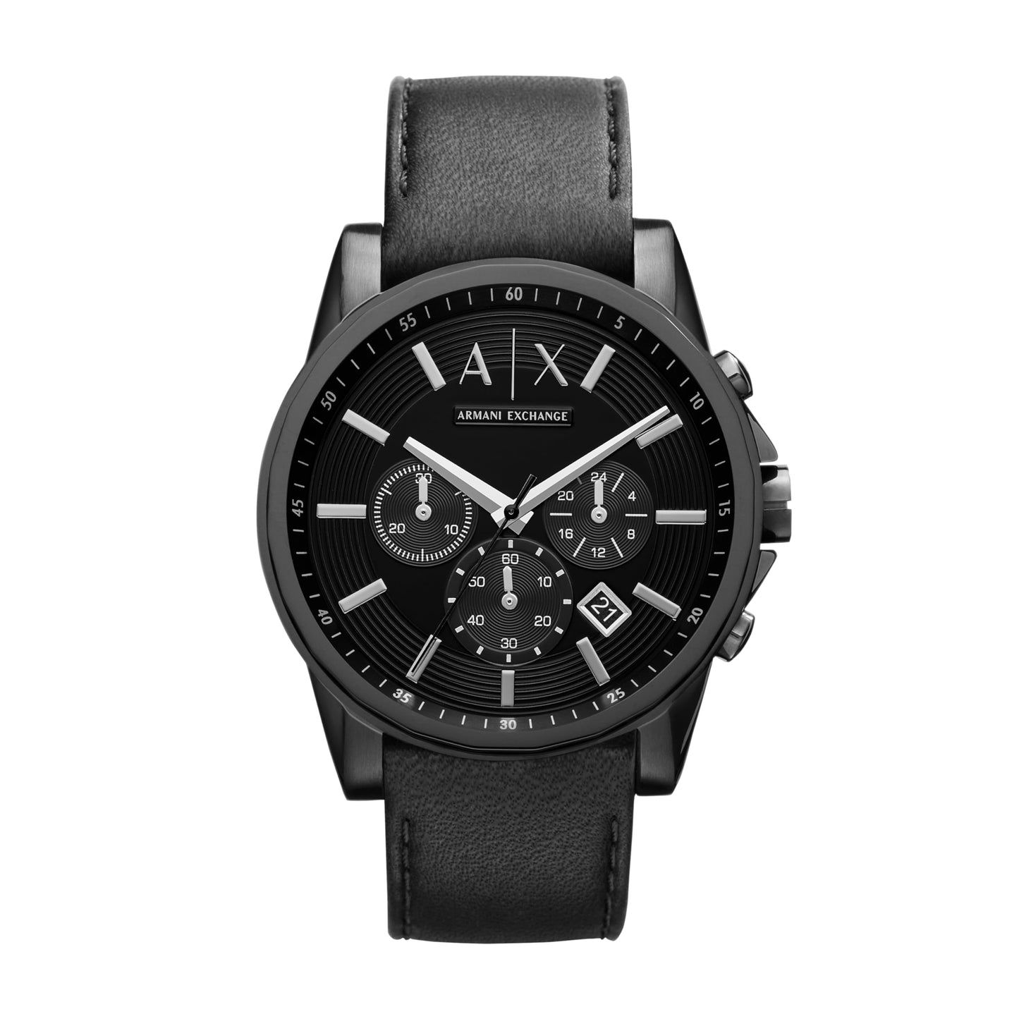 Armani Exchange A|X Men's Chronograph Black Stainless Steel & Black Leather Band Watch (Model: A|X2098)