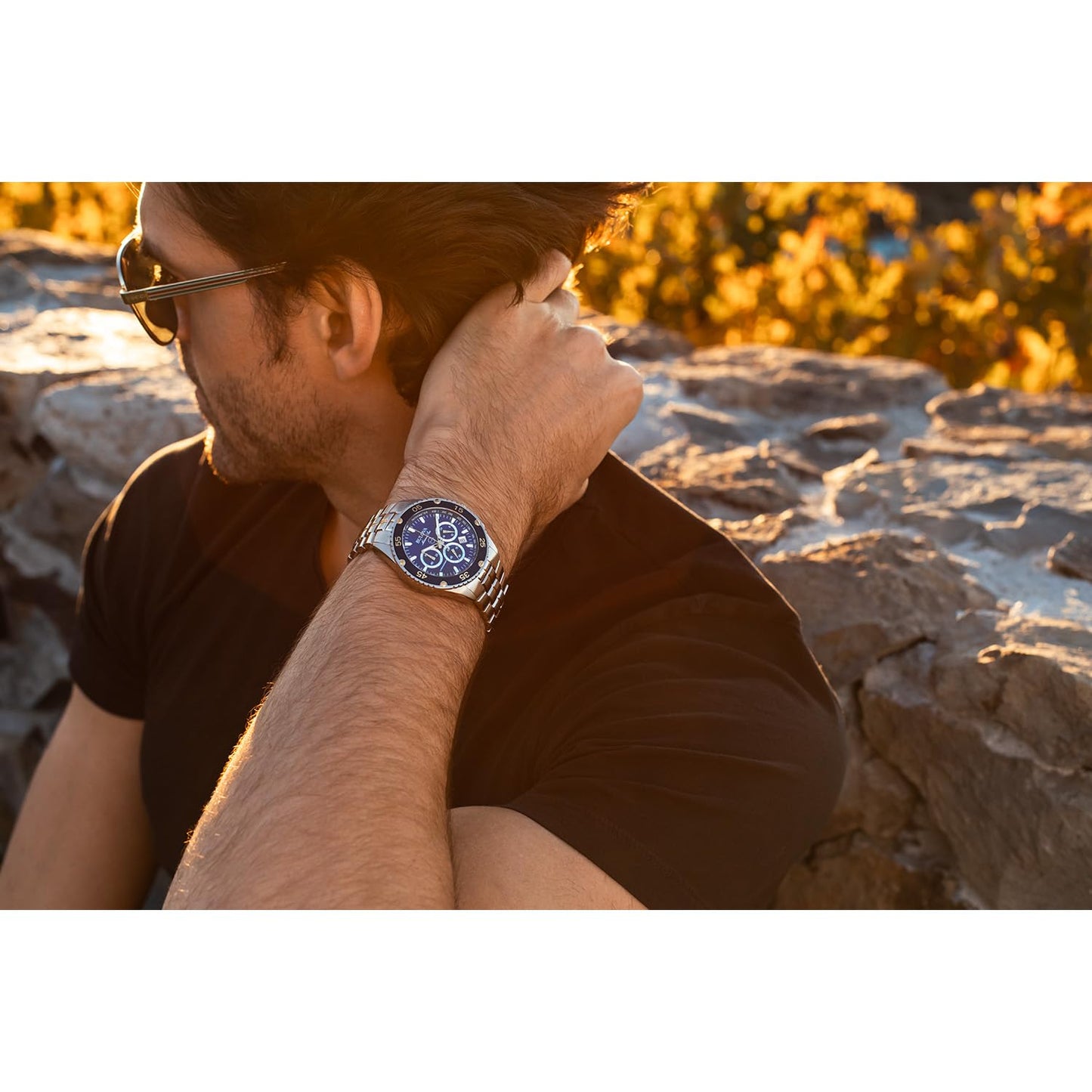 Bulova Men's Marine Star Two-Tone Stainless Steel Chronograph Quartz Watch, Blue Dial Style: 98H37