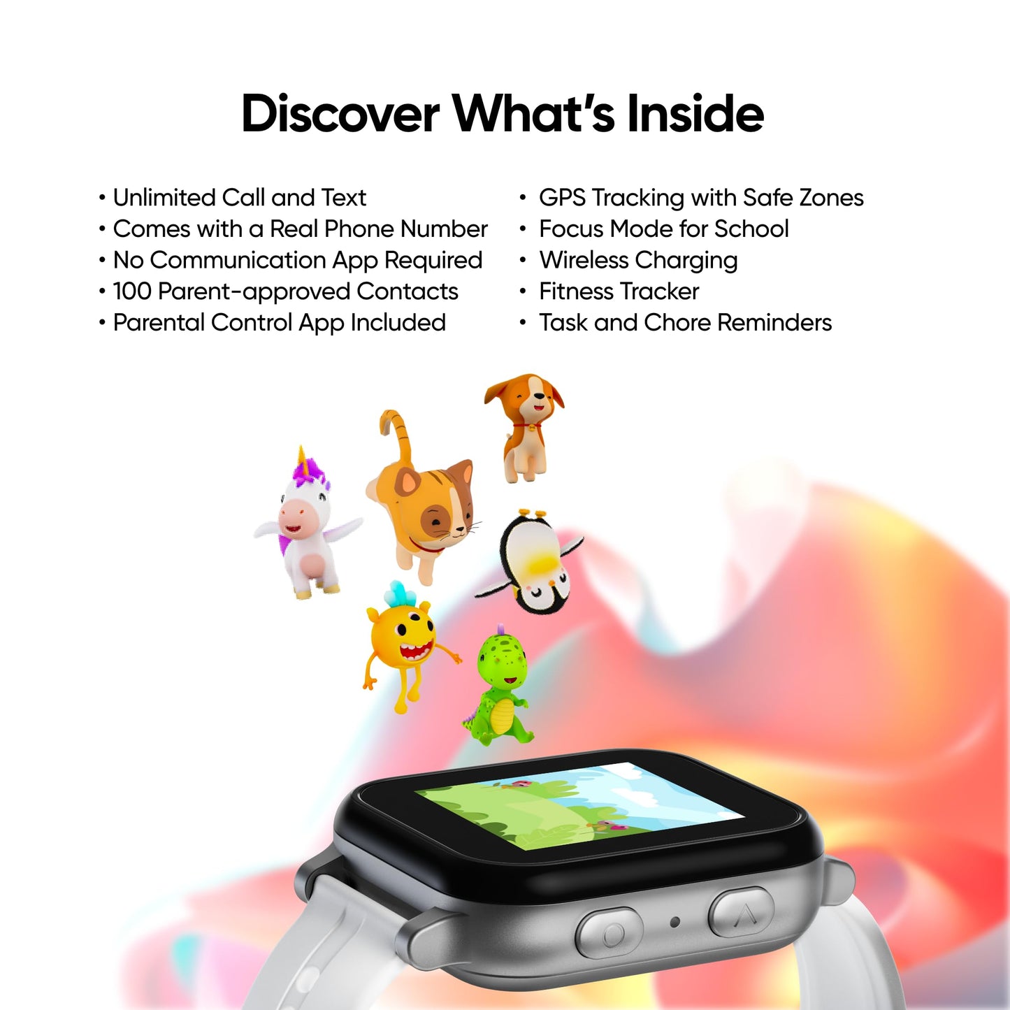 Gabb Watch 3e - GPS Tracker for Kids, Digital Smart Watch, No Social Media or Internet, Fees Required (Silver)