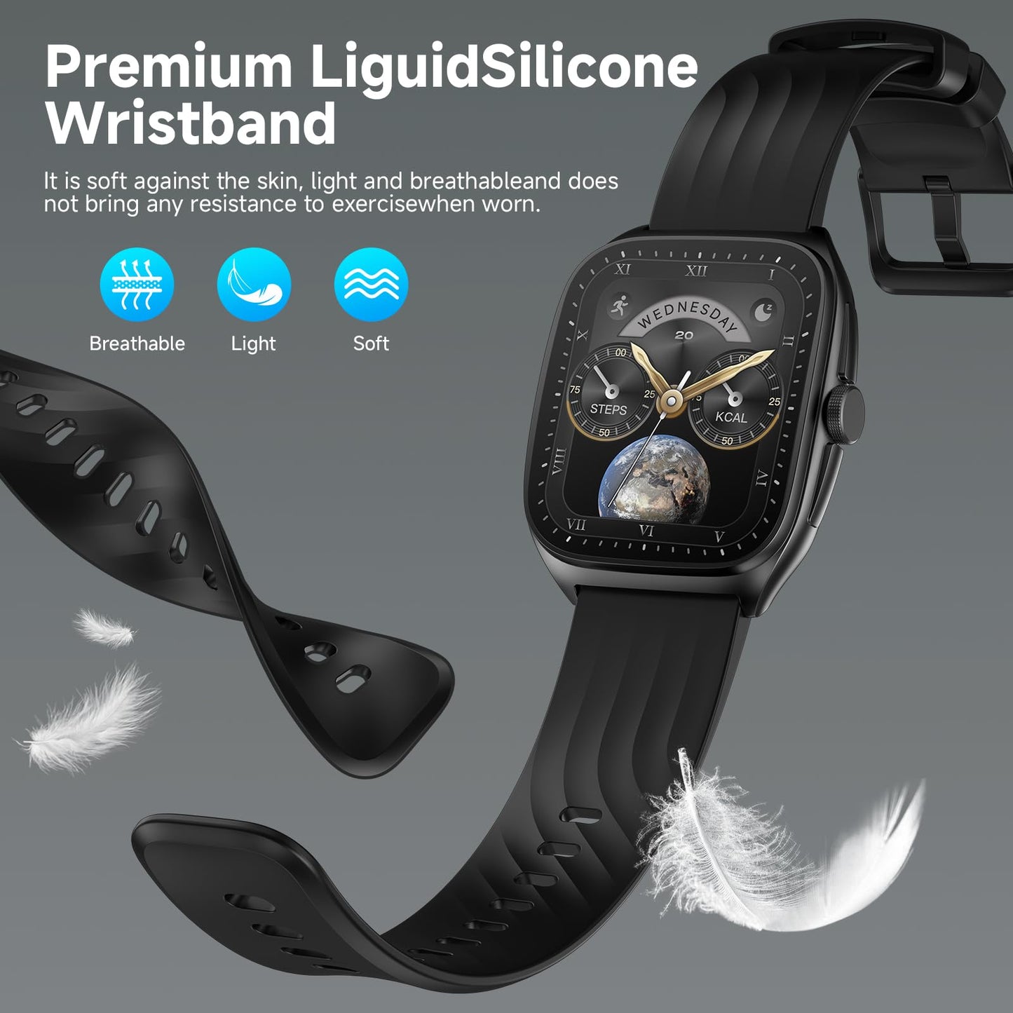 SOUYIE Smart Watch with SOS, 1.85" AMOLED Display Fitness Tracker, Heart Rate Blood Oxygen Sleep Monitor for Men Women, IP68 Waterproof Sport Watch, Answer/Make Calls, Compatible with Android iPhone