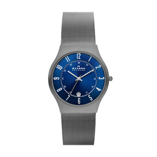 Skagen Men's Sundby Three-Hand Date Charcoal Gray Titanium Mesh Band Watch (Model: 233XLTTN)