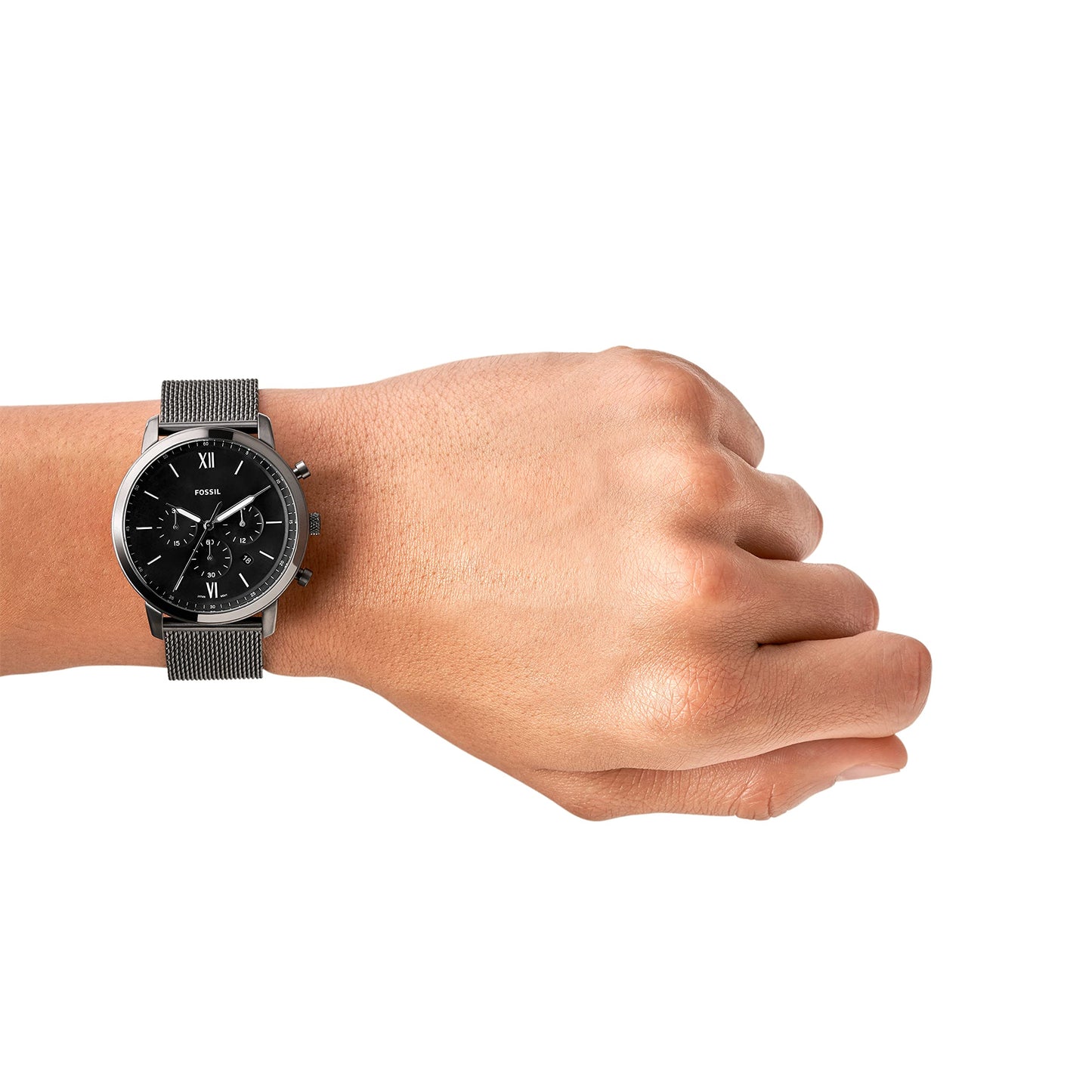 Fossil Men's Neutra Quartz Stainless Steel Mesh Chronograph Watch, Analog Watches for Men, Color: Smoke (Model: FS5699)