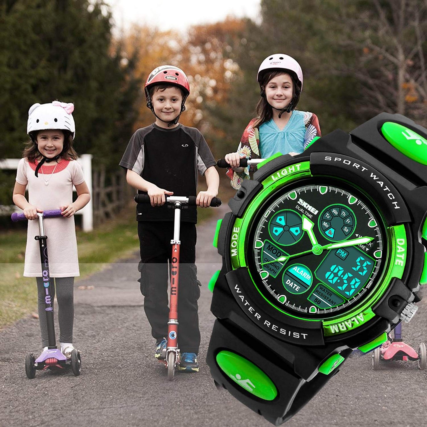 Boys Watches Ages 11-15 Waterproof, Kids Digital Sport Waterproof Watch for Kids Birthday Presents Green Gifts Toys Age 5-16 Teen Boys Girls Children Young Outdoor Electronic Watches Alarm Stopwatch
