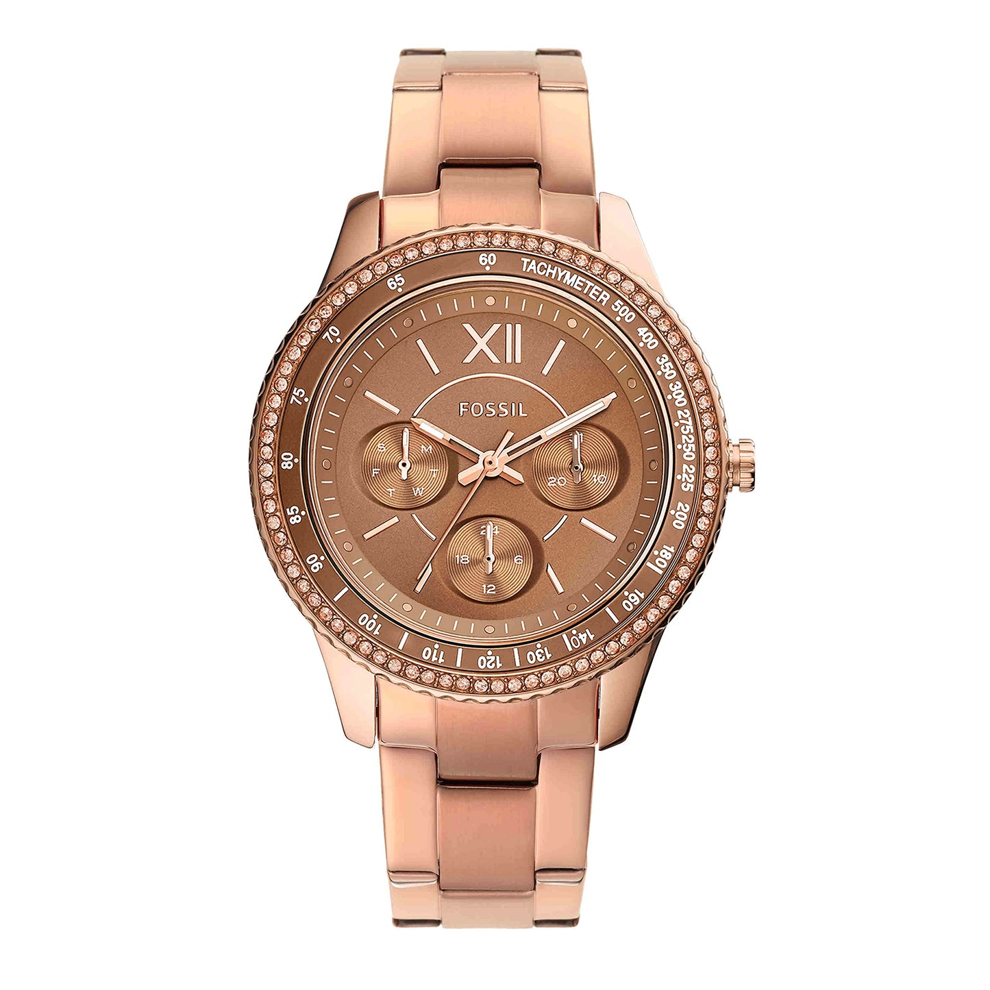Fossil Women's Stella Sport Quartz Stainless Steel Multifunction Watch, Color: Rose Gold (Model: ES5109)