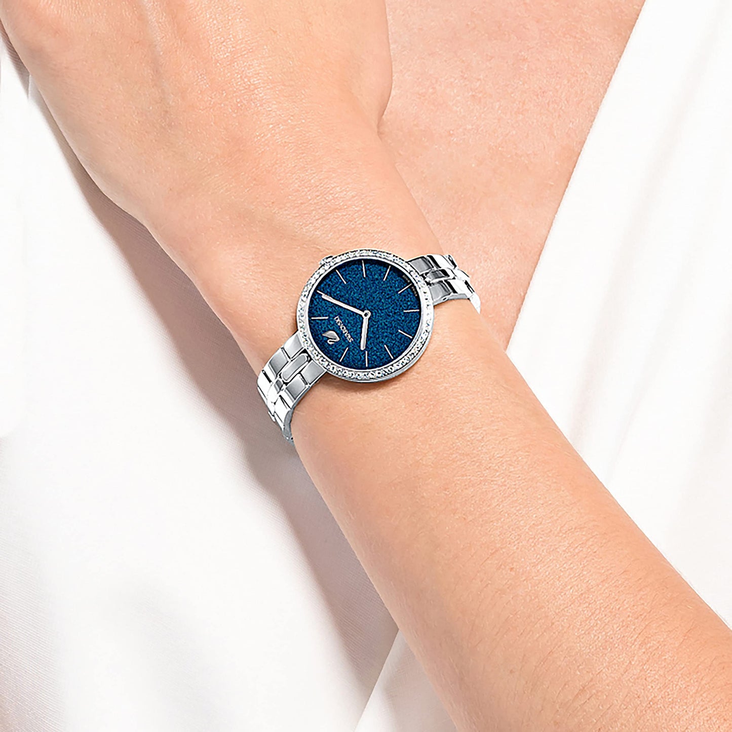 Swarovski Cosmopolitan Watch, Metal Bracelet, Sparkling Blue Face, Stainless Steel Band, Swiss Made