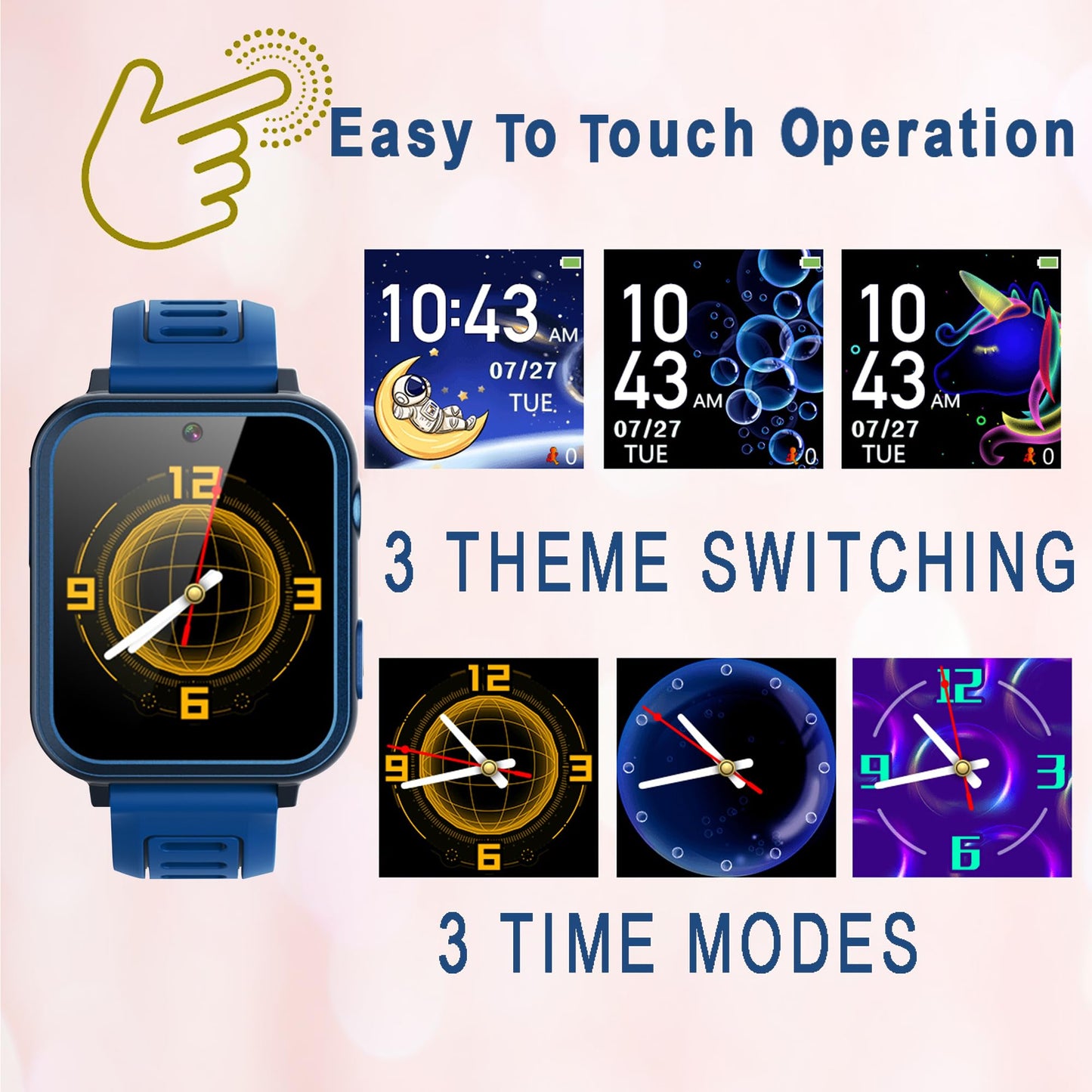 Smart Watch for Kids Age 3-12, Kids Smart Watch Boys with 24 Games HD Touch Screen Pedometer Camera Music Player Alarm Clock Flashlight 12/24 hr Toys for 6 7 8 9 10 Year Old Boy Birthday Gift