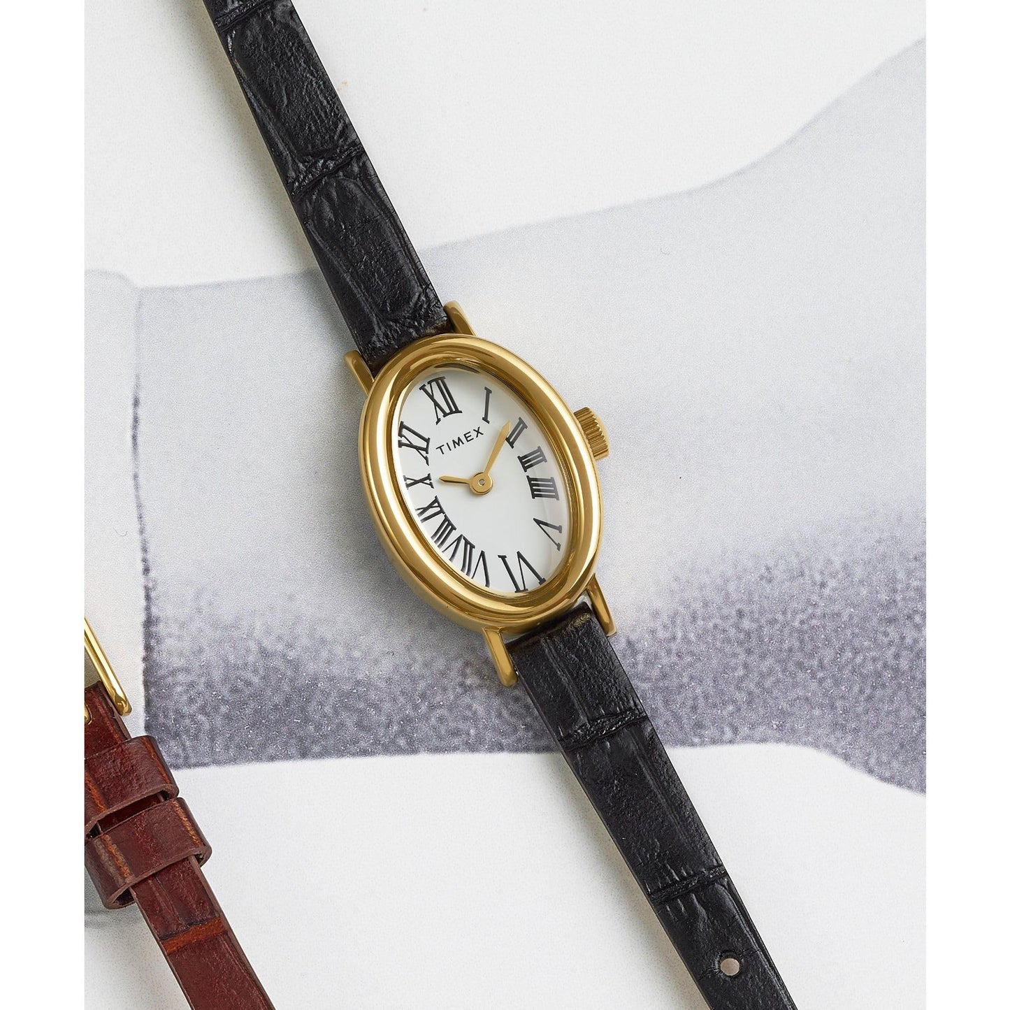 Timex Women's Cavatina 19mm Watch - Black Strap White Dial Gold-Tone Case