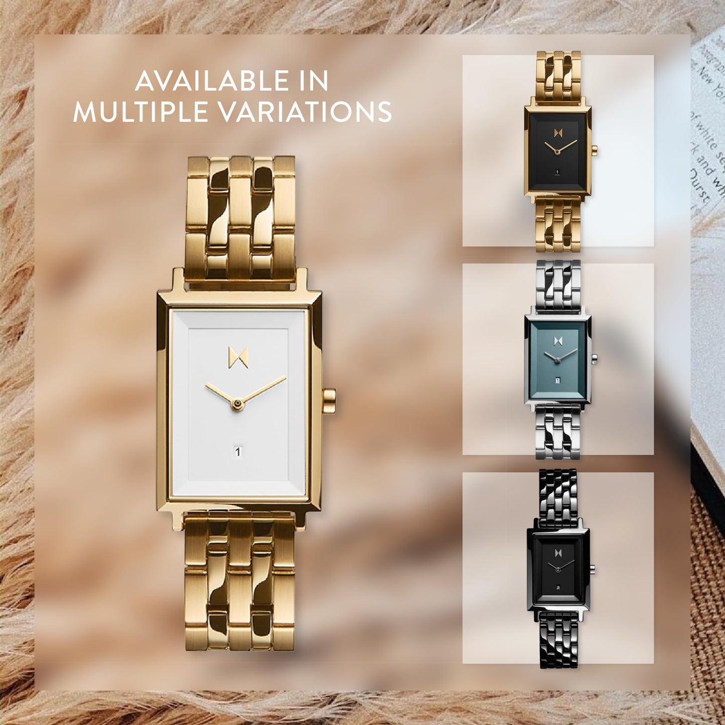 MVMT Signature Square Watches for Women - Premium Minimalist Women’s Watch - Analog, Stainless Steel, 5 ATM/50 Meters Water Resistance - Interchangeable Band - 24mm