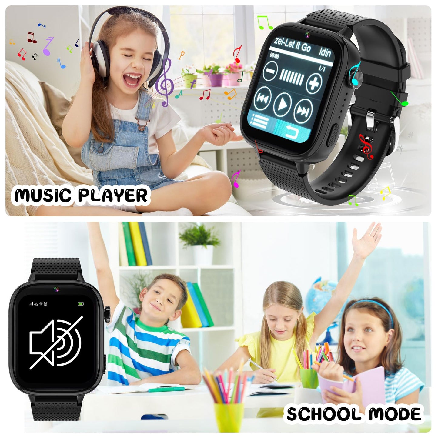 OKYUK 4G Kids Watch with SIM Card, 47 Exciting Games, Two-Way Calling Feature, SOS Emergency Call Button Ideal for Kids Aged 3-15 Gift, Children’s Cell Phone Alternative (Black)