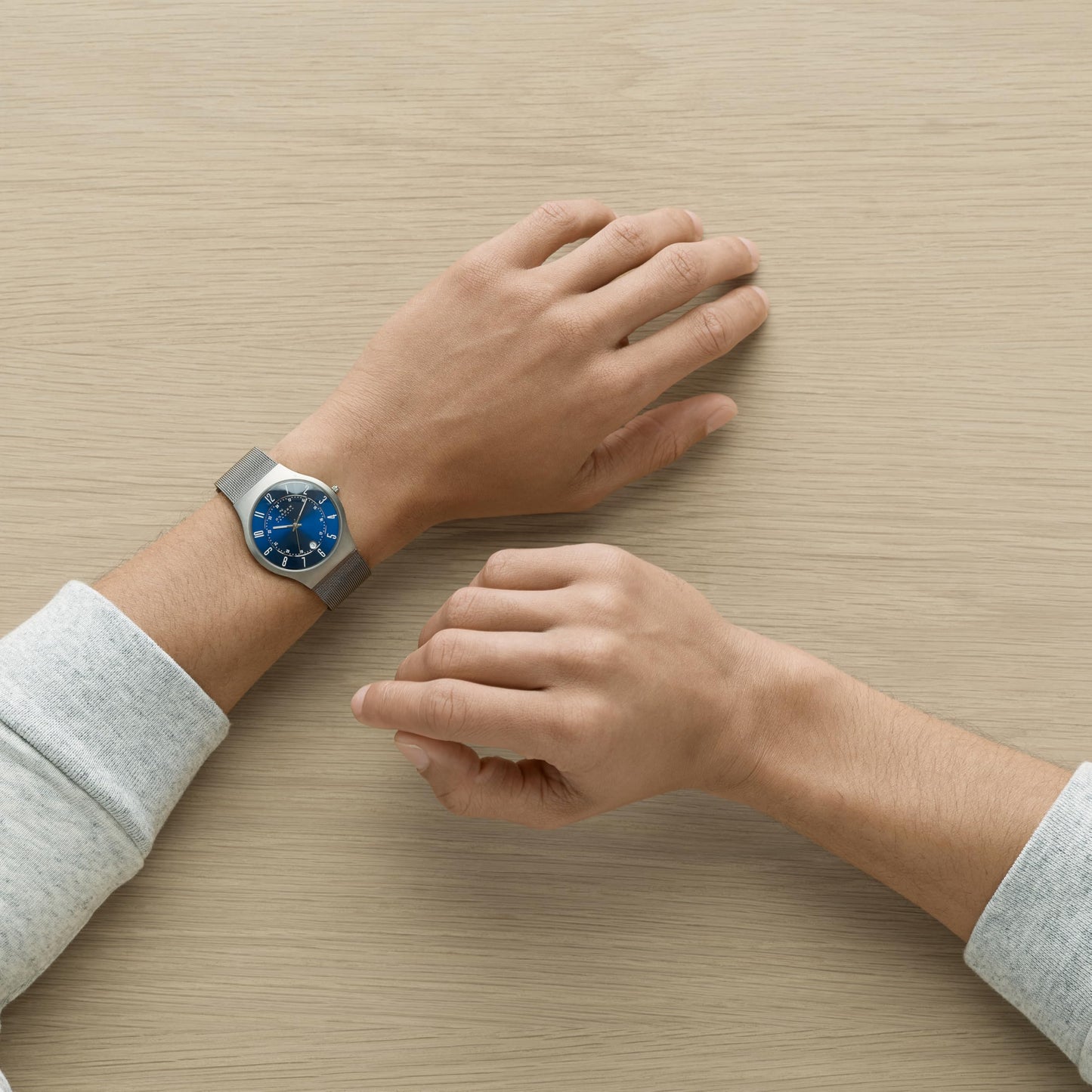 Skagen Men's Sundby Three-Hand Date Charcoal Gray Titanium Mesh Band Watch (Model: 233XLTTN)