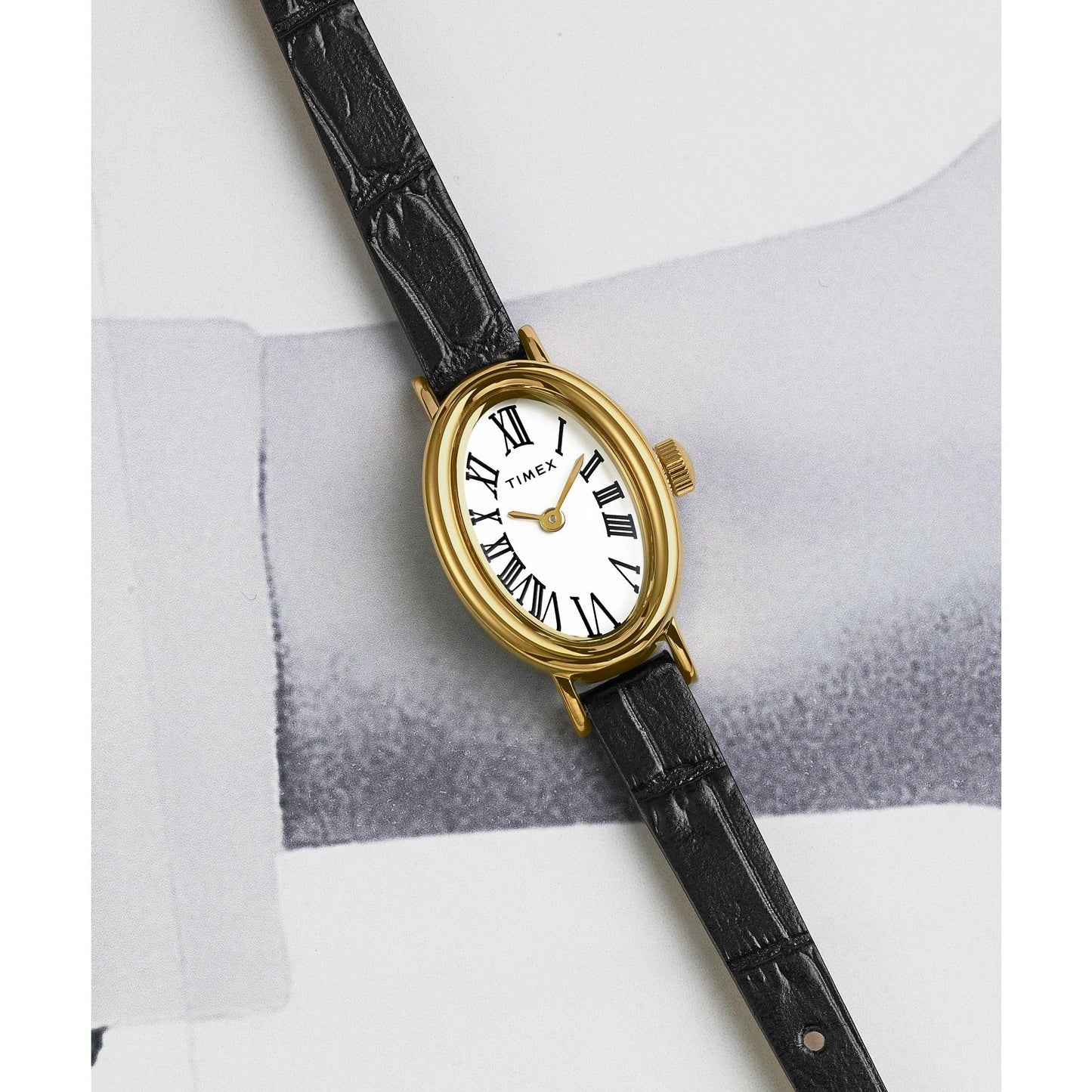 Timex Women's Cavatina 19mm Watch - Black Strap White Dial Gold-Tone Case