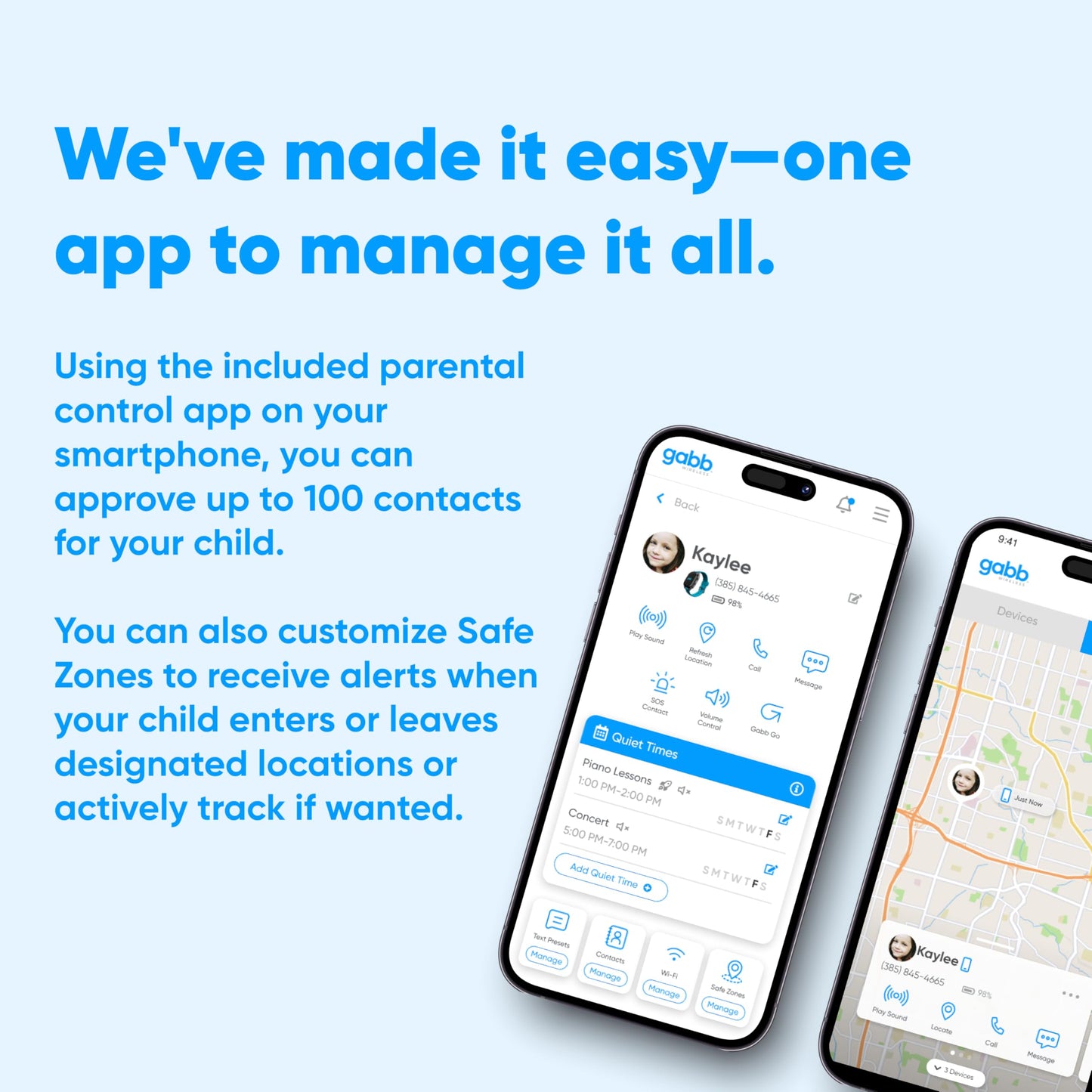Gabb Watch 3e - GPS Tracker for Kids, Digital Smart Watch, No Social Media or Internet, Fees Required (Silver)