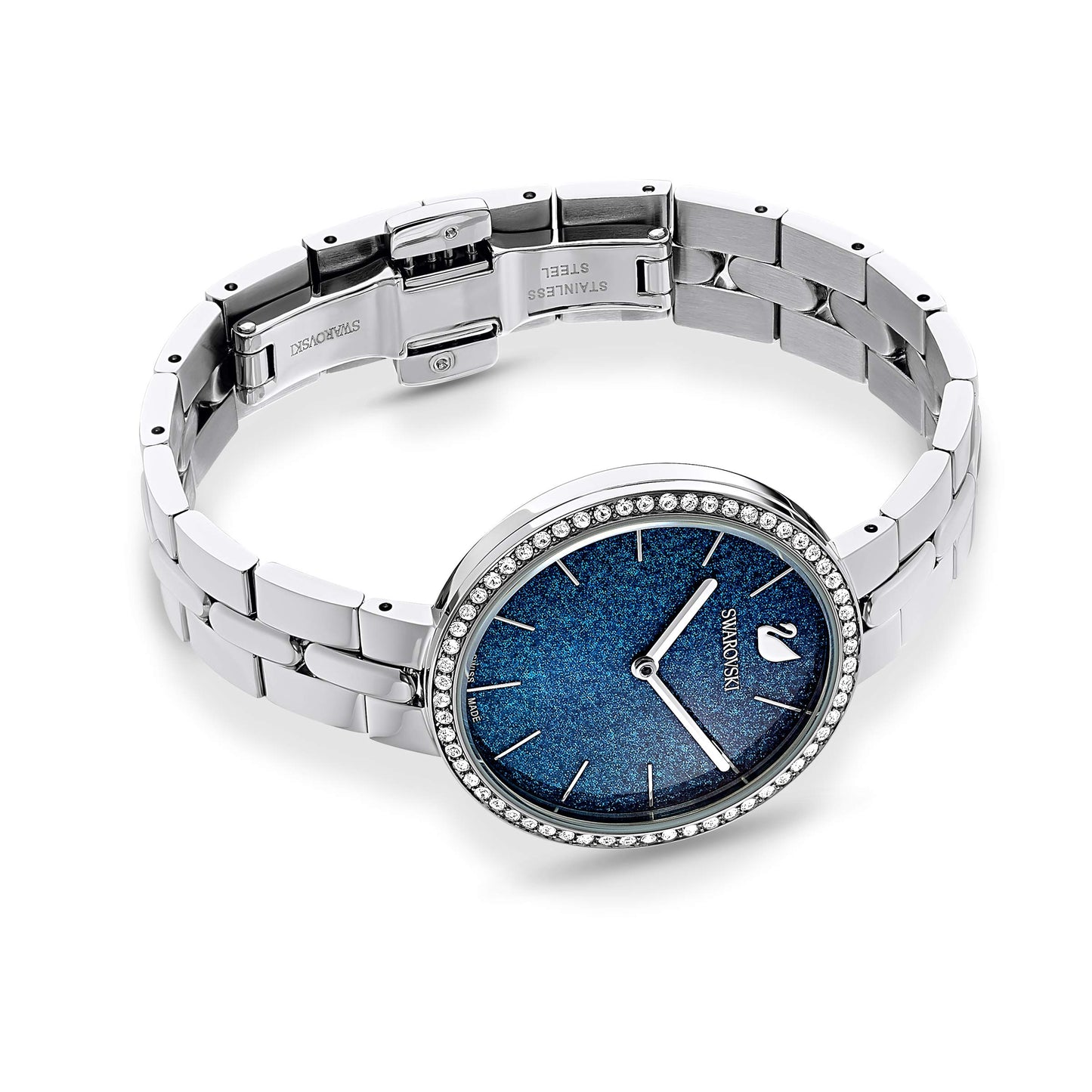 Swarovski Cosmopolitan Watch, Metal Bracelet, Sparkling Blue Face, Stainless Steel Band, Swiss Made