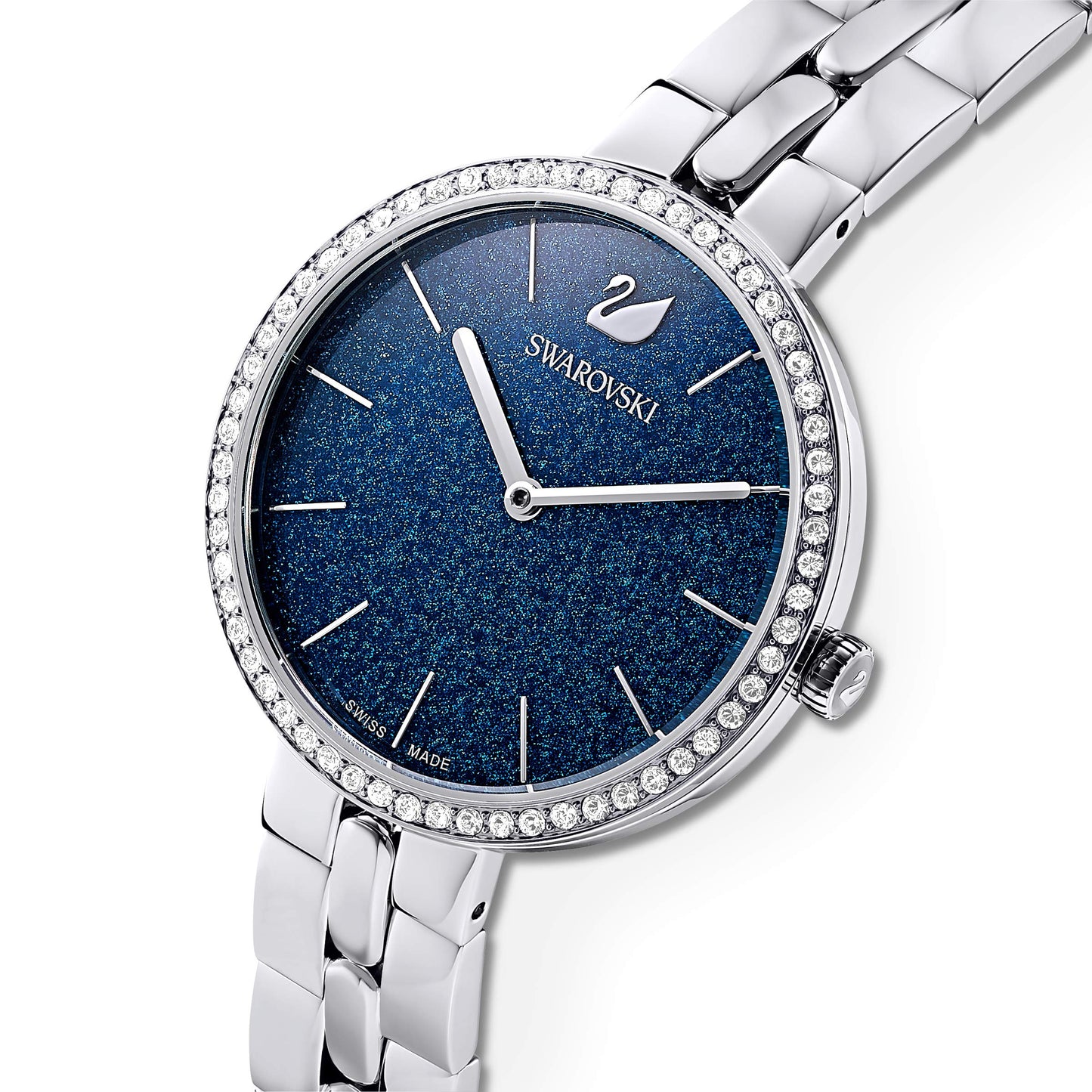 Swarovski Cosmopolitan Watch, Metal Bracelet, Sparkling Blue Face, Stainless Steel Band, Swiss Made