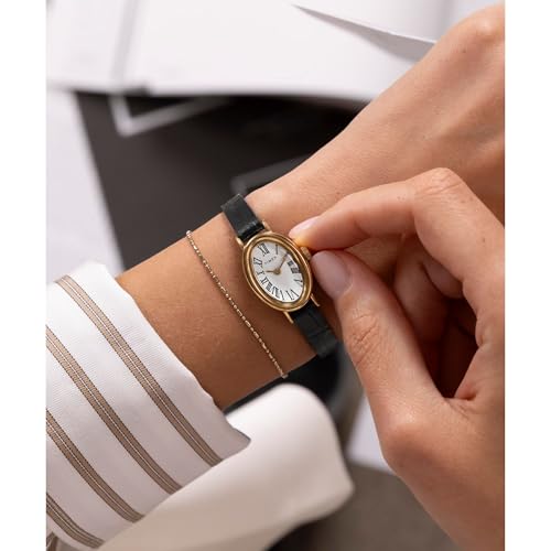 Timex Women's Cavatina 19mm Watch - Black Strap White Dial Gold-Tone Case