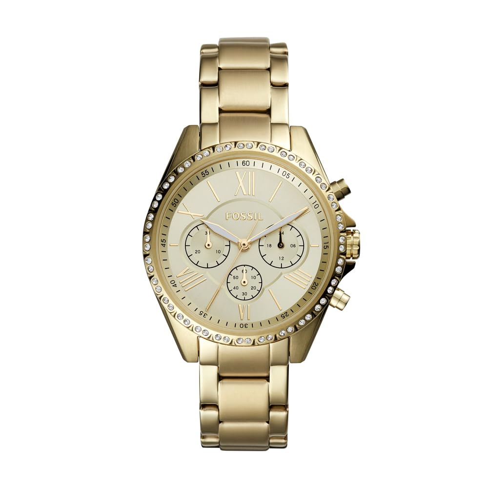 Fossil Women's Modern Courier Quartz Stainless Chronograph Watch, Color: Gold (Model: BQ3378)