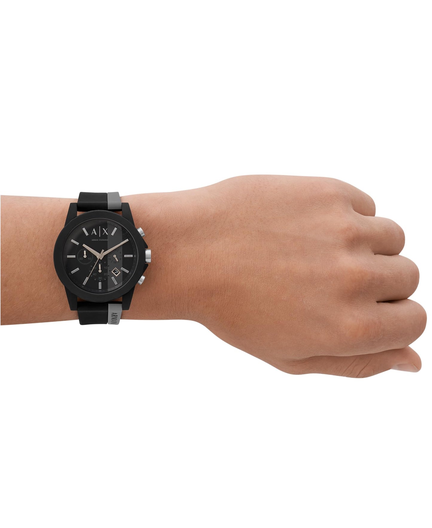 Armani Exchange A｜X Men's Chronograph Black & Gray Silicone Strap Watch (Model: A|X1331)