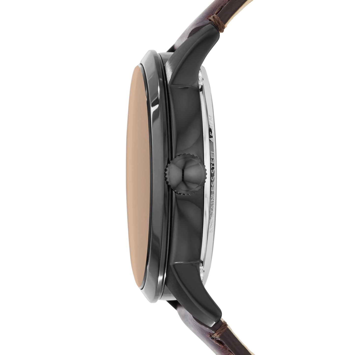 Fossil Men's Townsman 44mm Automatic Watches for Men, Skeleton Watch, Stainless Steel and Leather, Color: Black, Dark Brown (Model ME3155)