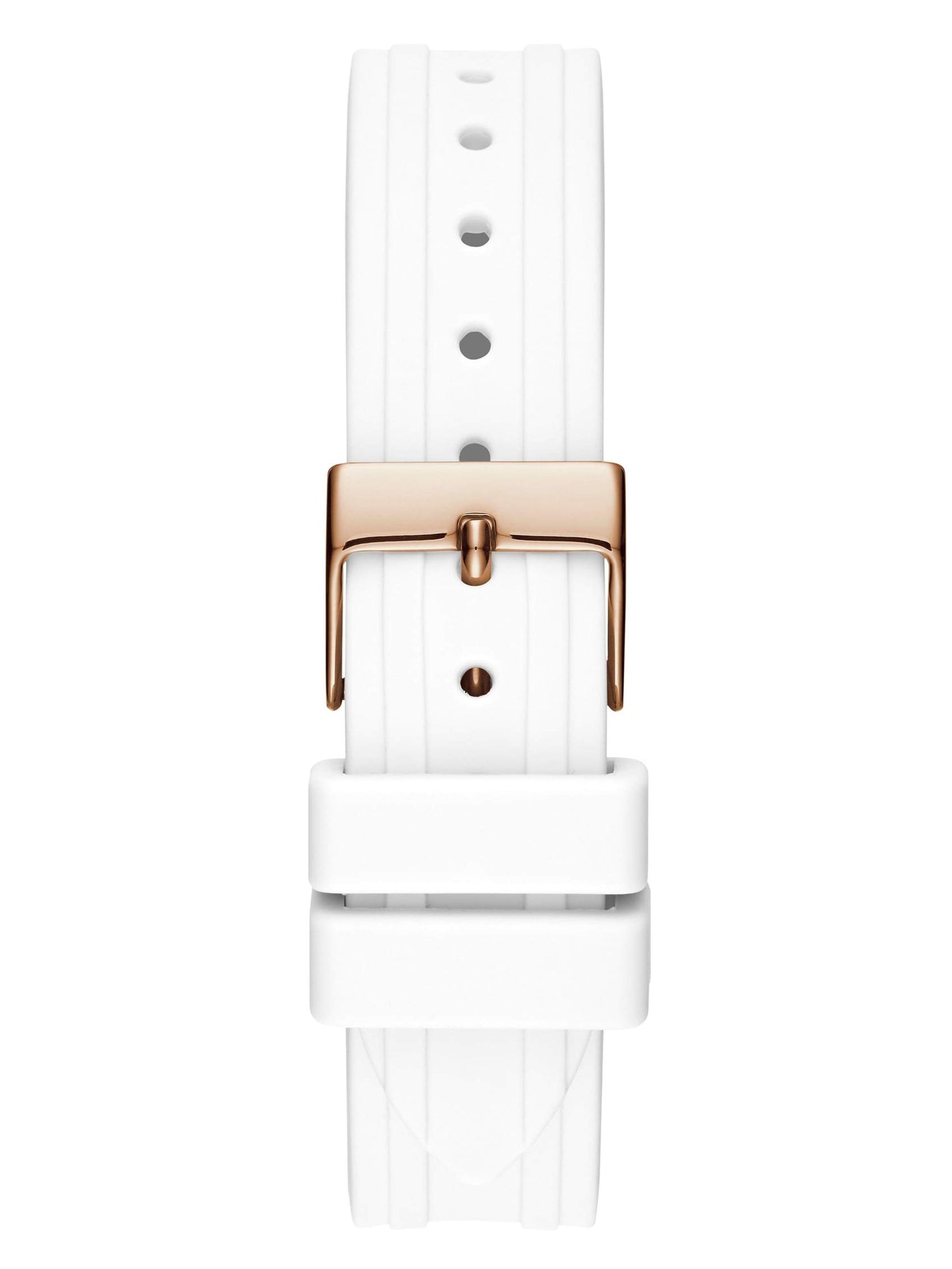 GUESS Rose Gold-Tone + Crystal White Silicone Watch, Rose Gold-Tone/White