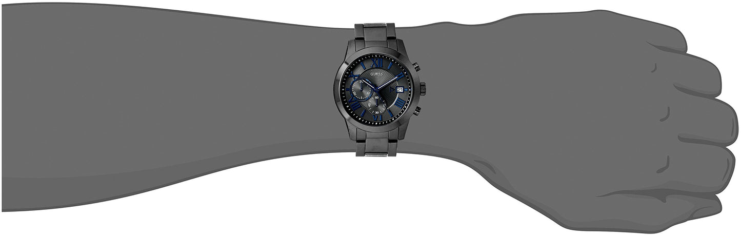 GUESS Stainless Steel Gunmetal Chronograph Bracelet Watch with Date. Color: Gunmetal (Model: U0668G2)