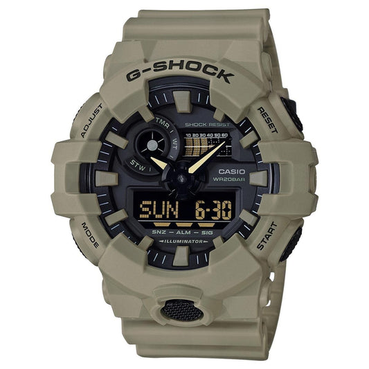 Casio Men's Watch XL Series G-Shock Quartz 200M Water Resistant, Shock Resistant, Matte Tan Resin Finish, Durable Men's Wrist Watches, Digital Casio G-Shock for Men (Model GA-700UC-5ACR)