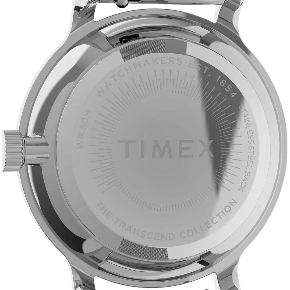 Timex Women's Transcend 31mm Watch – Silver-Tone Case Silver-Tone Dial with Multicolored Stones & Stainless Steel Mesh Bracelet