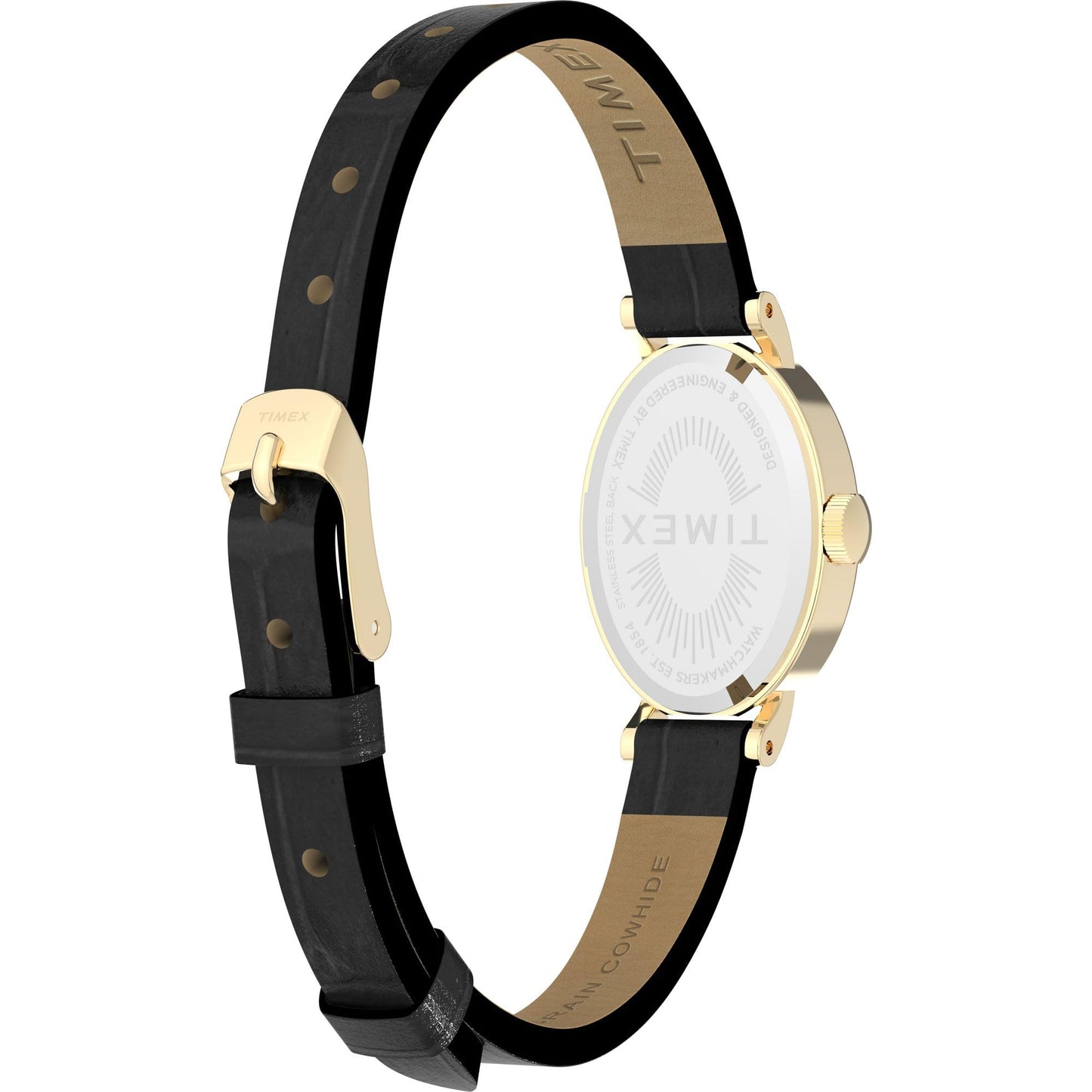 Timex Women's Cavatina 19mm Watch - Black Strap White Dial Gold-Tone Case