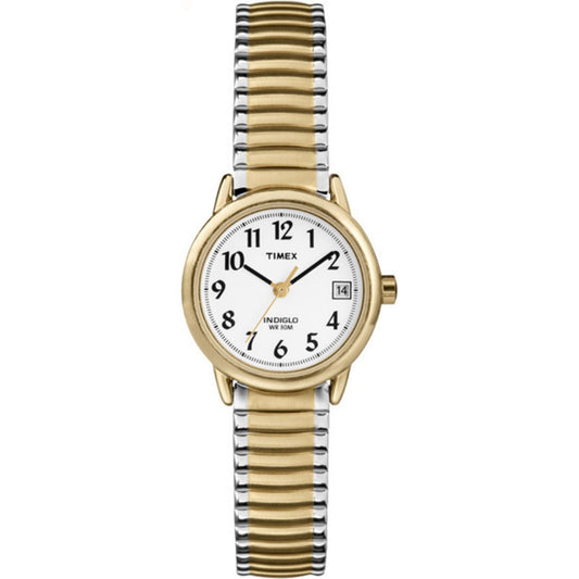 Timex Women's Easy Reader 25mm Watch – Two-Tone Case White Dial with Two-Tone Expansion Band